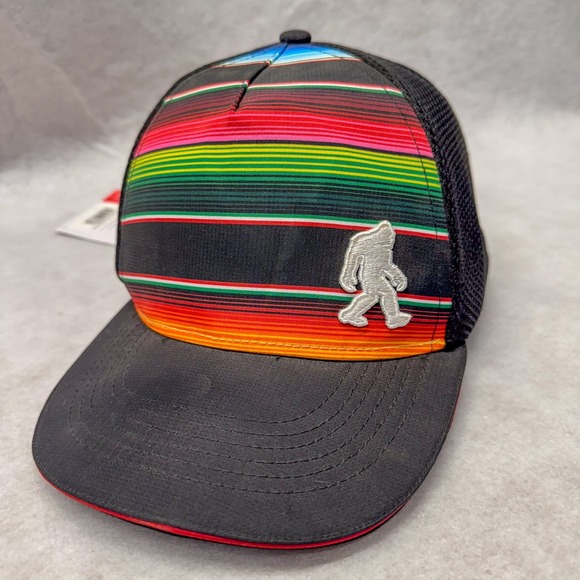 Other - Headsweats Hat Cap Snap Back Trucker Baja Stripe Bigfoot Patch Mens Black Multi